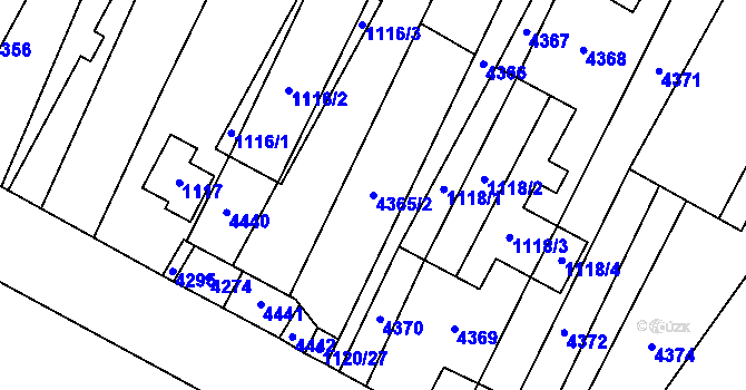 Parcela st. 4365/2 v KÚ Milokošť, Katastrální mapa