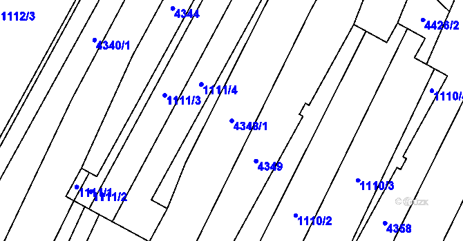 Parcela st. 4348/1 v KÚ Milokošť, Katastrální mapa