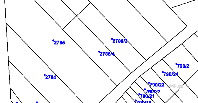 Parcela st. 2786/4 v KÚ Milokošť, Katastrální mapa