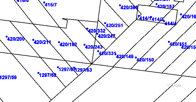 Parcela st. 420/331 v KÚ Zarazice, Katastrální mapa