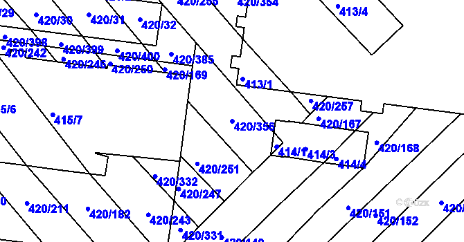 Parcela st. 420/356 v KÚ Zarazice, Katastrální mapa