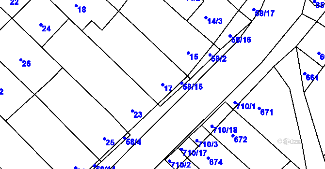 Parcela st. 17 v KÚ Zarazice, Katastrální mapa
