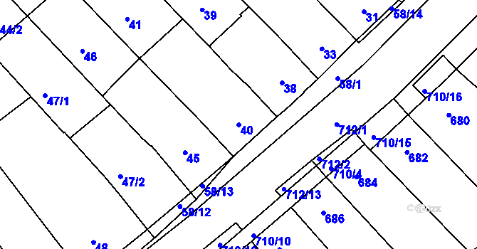 Parcela st. 40 v KÚ Zarazice, Katastrální mapa
