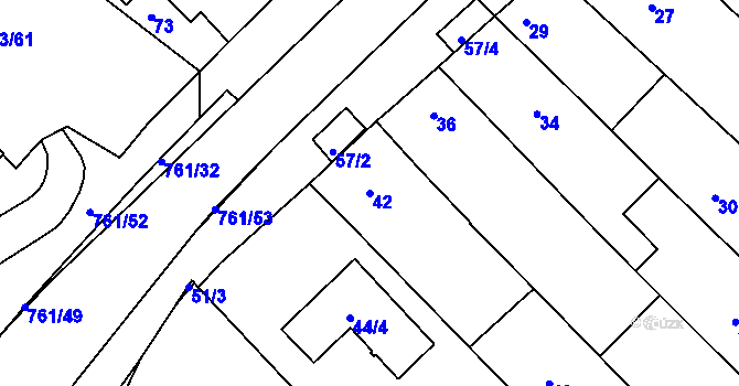Parcela st. 42 v KÚ Zarazice, Katastrální mapa