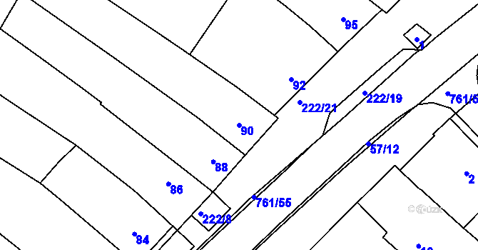 Parcela st. 90 v KÚ Zarazice, Katastrální mapa
