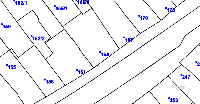 Parcela st. 164 v KÚ Zarazice, Katastrální mapa