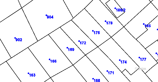 Parcela st. 172 v KÚ Zarazice, Katastrální mapa
