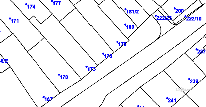 Parcela st. 176 v KÚ Zarazice, Katastrální mapa