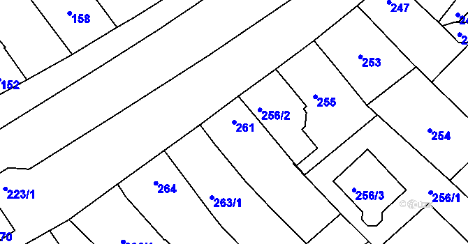 Parcela st. 261 v KÚ Zarazice, Katastrální mapa