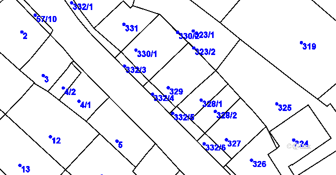 Parcela st. 329 v KÚ Zarazice, Katastrální mapa