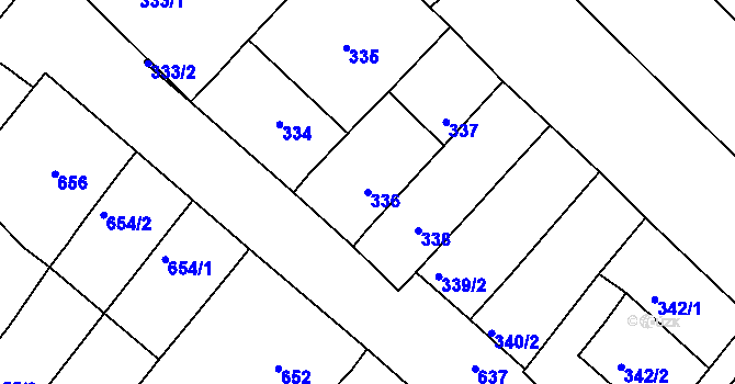 Parcela st. 336 v KÚ Zarazice, Katastrální mapa