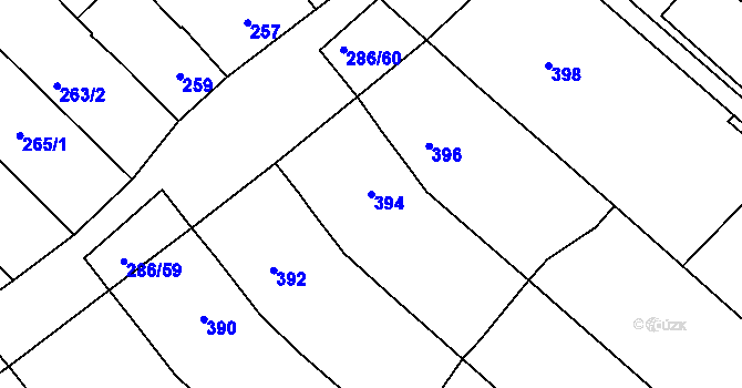 Parcela st. 394 v KÚ Zarazice, Katastrální mapa