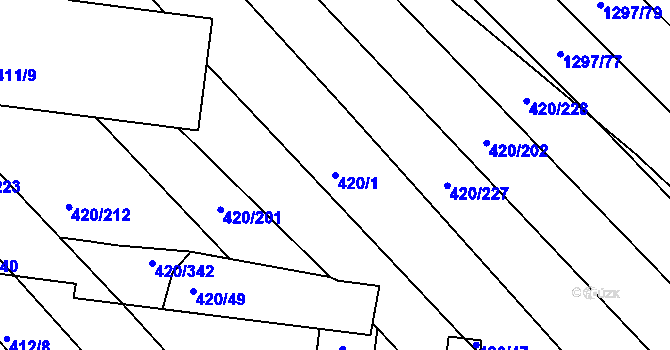 Parcela st. 420/1 v KÚ Zarazice, Katastrální mapa