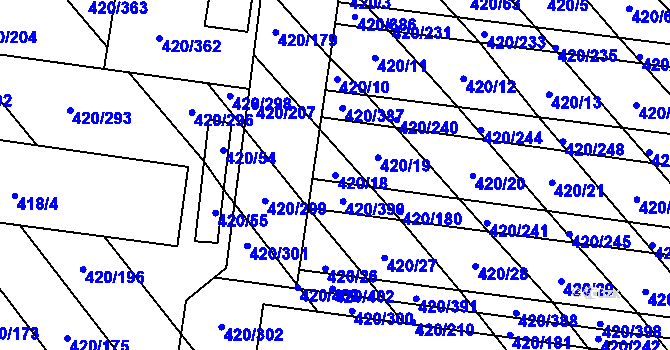 Parcela st. 420/18 v KÚ Zarazice, Katastrální mapa