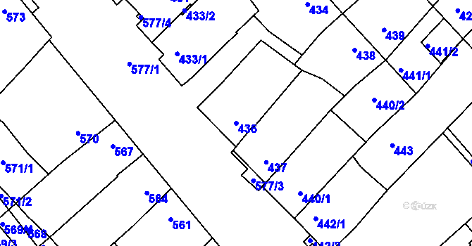 Parcela st. 436 v KÚ Zarazice, Katastrální mapa