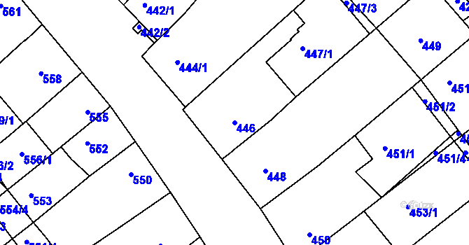 Parcela st. 446 v KÚ Zarazice, Katastrální mapa