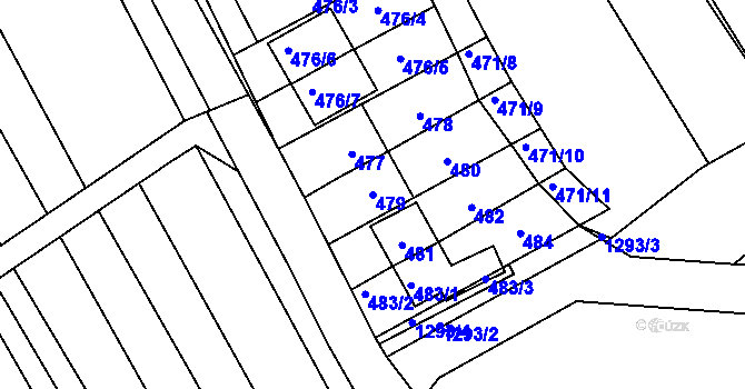 Parcela st. 479 v KÚ Zarazice, Katastrální mapa