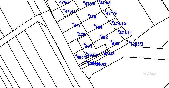 Parcela st. 481 v KÚ Zarazice, Katastrální mapa