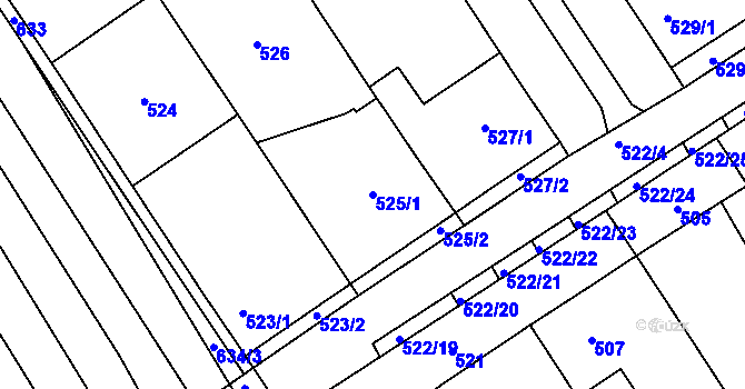 Parcela st. 525/1 v KÚ Zarazice, Katastrální mapa