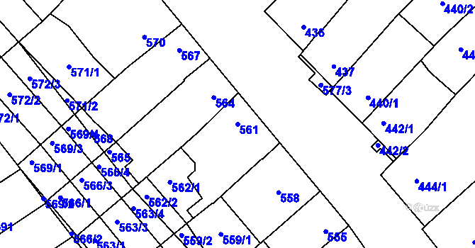 Parcela st. 561 v KÚ Zarazice, Katastrální mapa