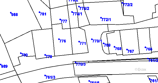 Parcela st. 771 v KÚ Zarazice, Katastrální mapa