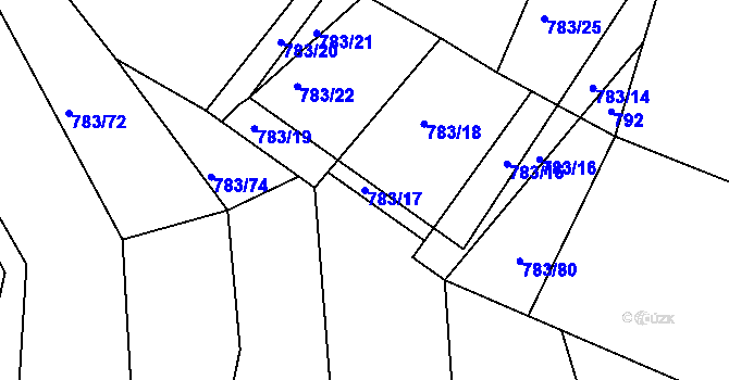 Parcela st. 783/17 v KÚ Zarazice, Katastrální mapa