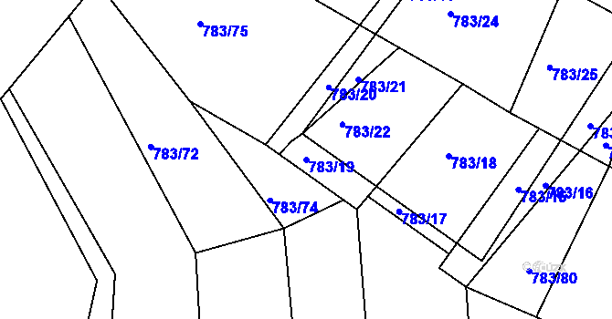 Parcela st. 783/19 v KÚ Zarazice, Katastrální mapa