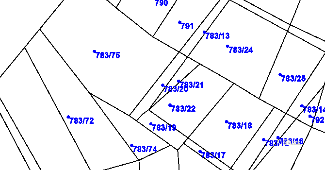Parcela st. 783/20 v KÚ Zarazice, Katastrální mapa