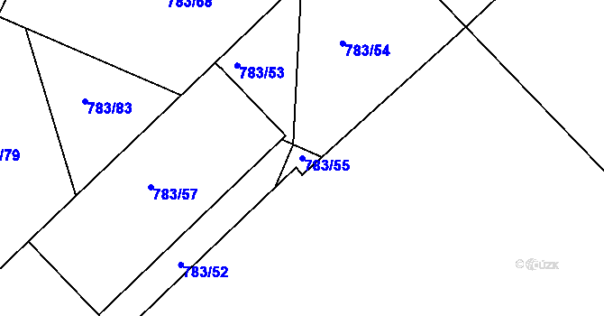 Parcela st. 783/55 v KÚ Zarazice, Katastrální mapa
