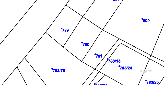 Parcela st. 790 v KÚ Zarazice, Katastrální mapa