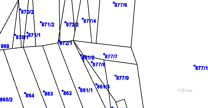 Parcela st. 877/7 v KÚ Zarazice, Katastrální mapa