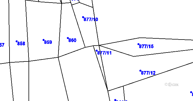 Parcela st. 877/11 v KÚ Zarazice, Katastrální mapa