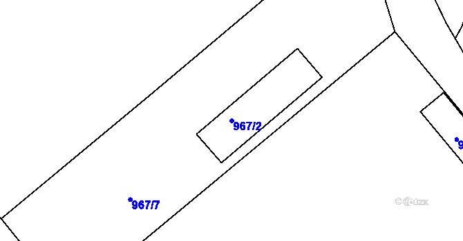 Parcela st. 967/2 v KÚ Zarazice, Katastrální mapa