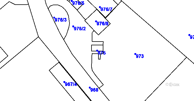 Parcela st. 975 v KÚ Zarazice, Katastrální mapa