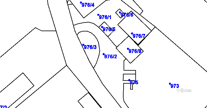 Parcela st. 976/2 v KÚ Zarazice, Katastrální mapa