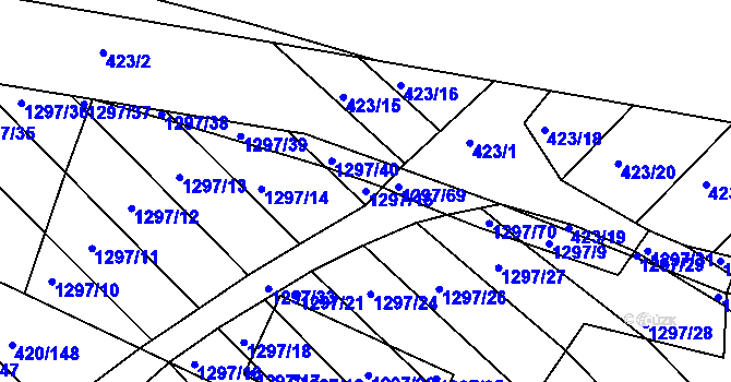 Parcela st. 1297/15 v KÚ Zarazice, Katastrální mapa