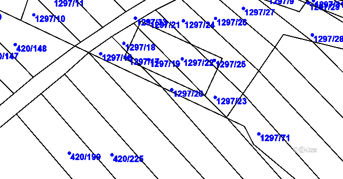 Parcela st. 1297/20 v KÚ Zarazice, Katastrální mapa