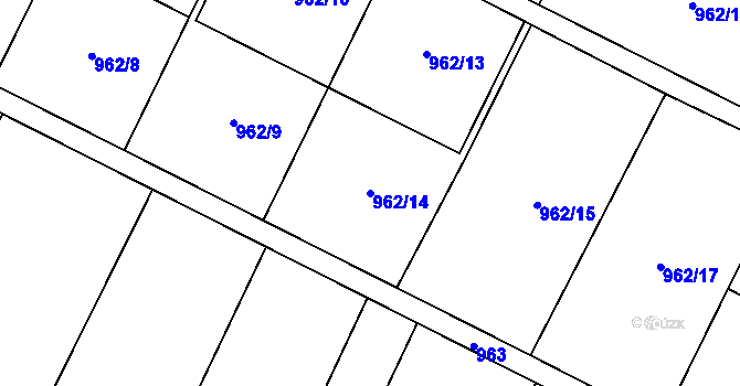 Parcela st. 962/14 v KÚ Zarazice, Katastrální mapa