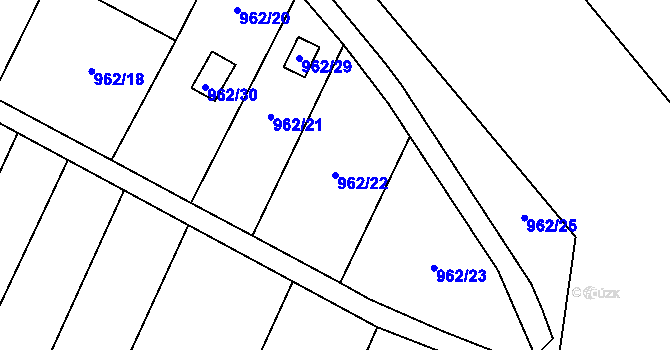 Parcela st. 962/22 v KÚ Zarazice, Katastrální mapa