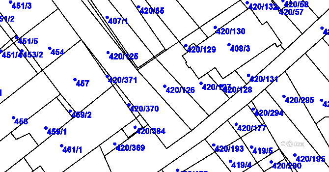 Parcela st. 420/126 v KÚ Zarazice, Katastrální mapa