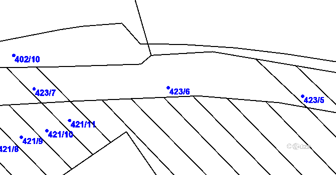 Parcela st. 423/6 v KÚ Zarazice, Katastrální mapa