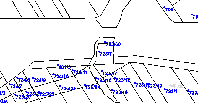 Parcela st. 723/7 v KÚ Zarazice, Katastrální mapa