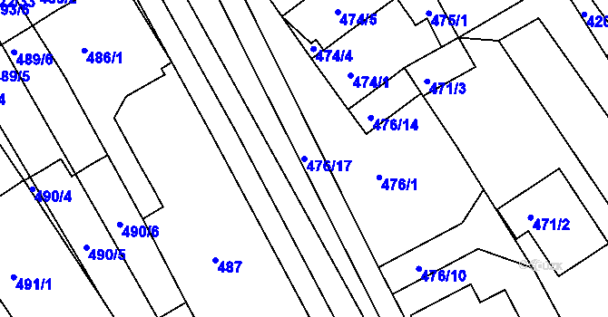 Parcela st. 476/17 v KÚ Zarazice, Katastrální mapa