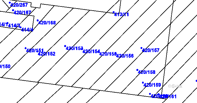 Parcela st. 420/155 v KÚ Zarazice, Katastrální mapa