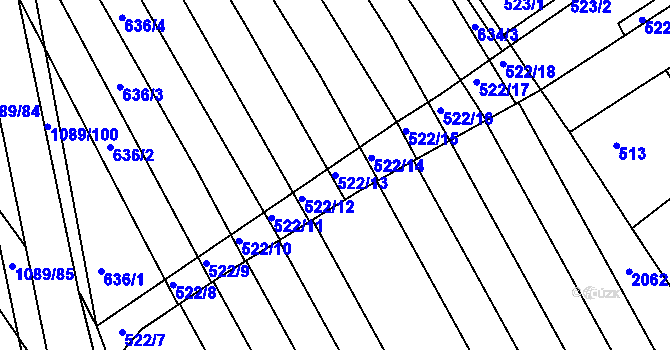 Parcela st. 522/13 v KÚ Zarazice, Katastrální mapa