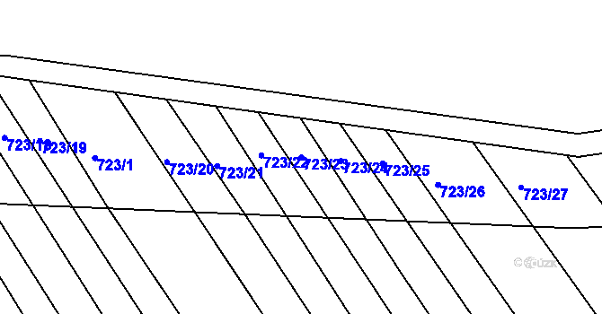 Parcela st. 723/23 v KÚ Zarazice, Katastrální mapa