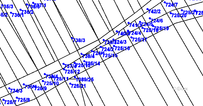 Parcela st. 725/15 v KÚ Zarazice, Katastrální mapa