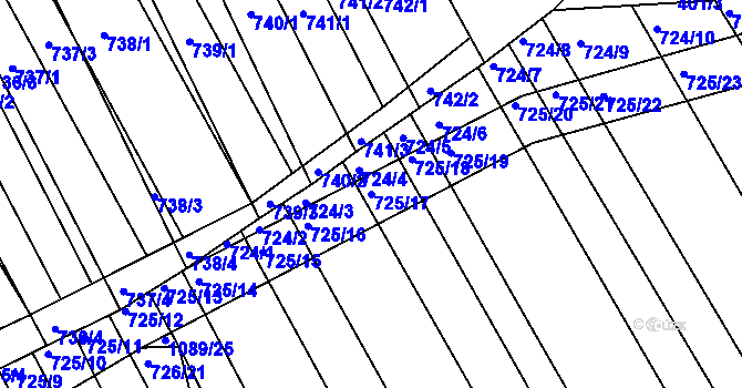 Parcela st. 725/17 v KÚ Zarazice, Katastrální mapa