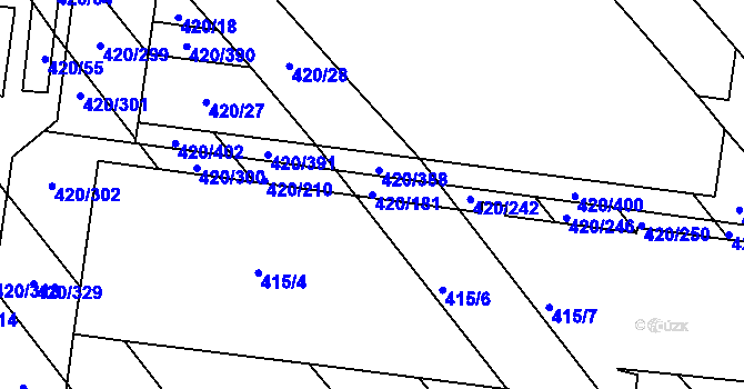 Parcela st. 420/181 v KÚ Zarazice, Katastrální mapa