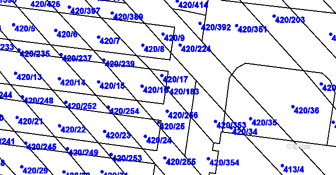 Parcela st. 420/183 v KÚ Zarazice, Katastrální mapa